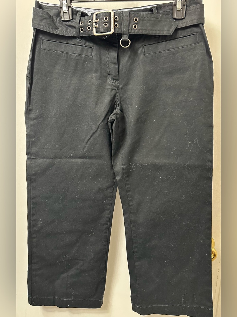 Tommy Hilfiger Black Cropped Belted Women's Pants. Darker black than in pictures
